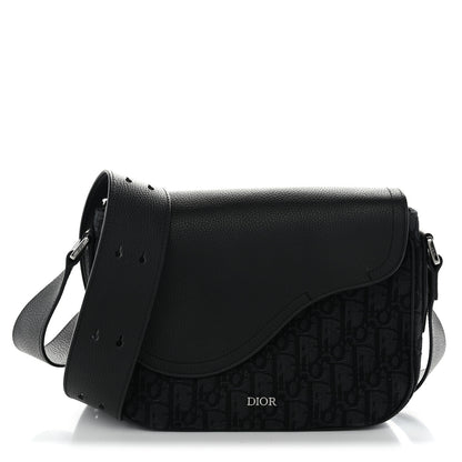 Christian Dior Grained Calfskin Oblique Mini Saddle Messenger Black 1 of 11