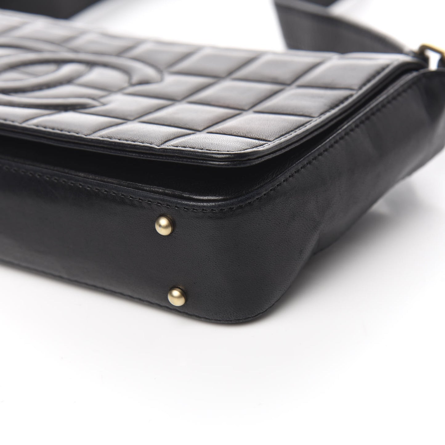 Lambskin Quilted CC Chocolate Bar Flap Black