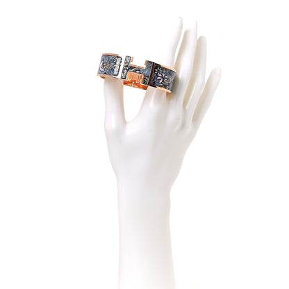 Hermes Enamel Printed Wide Sous Un Battement D'Ailes Clic Clac H Bracelet GM Galaxie 2 of 4
