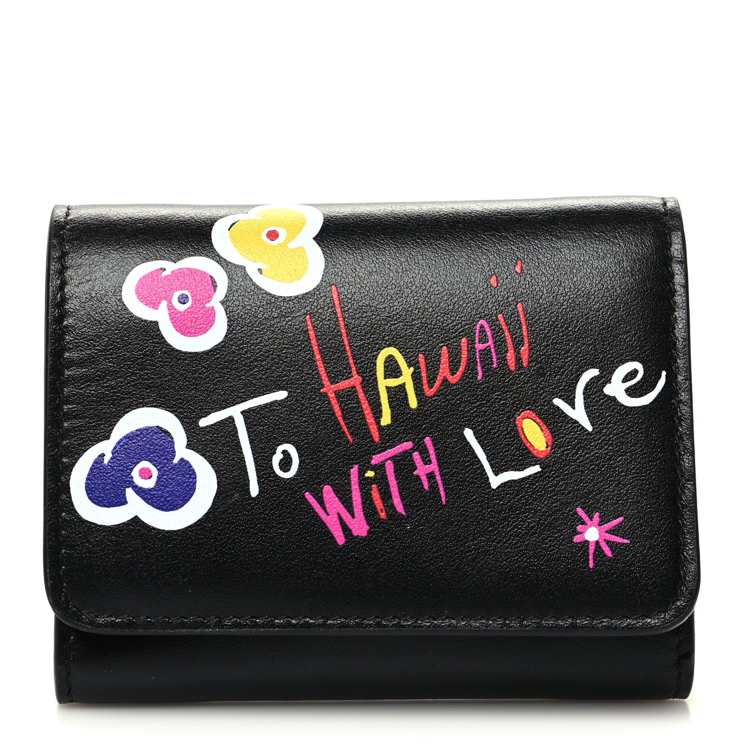Christian Louboutin Calfskin Script Mini Loubigaga Wallet Black 1 of 8