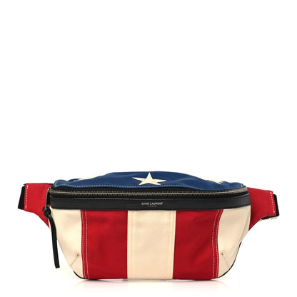 Saint Laurent Canvas Classic Belt Bag Red Blue White 1 of 9