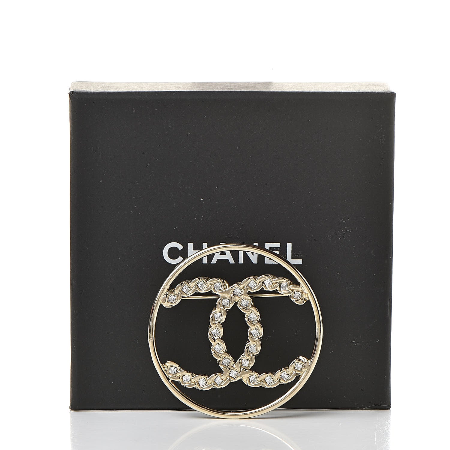 Chanel Crystal Round CC Brooch Gold 5 of 5