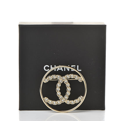 Chanel Crystal Round CC Brooch Gold 5 of 5