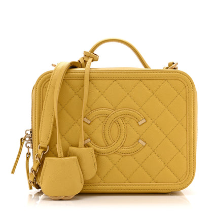 Chanel Caviar Quilted Medium CC Filigree Vanity Case Yellow 1 of 10