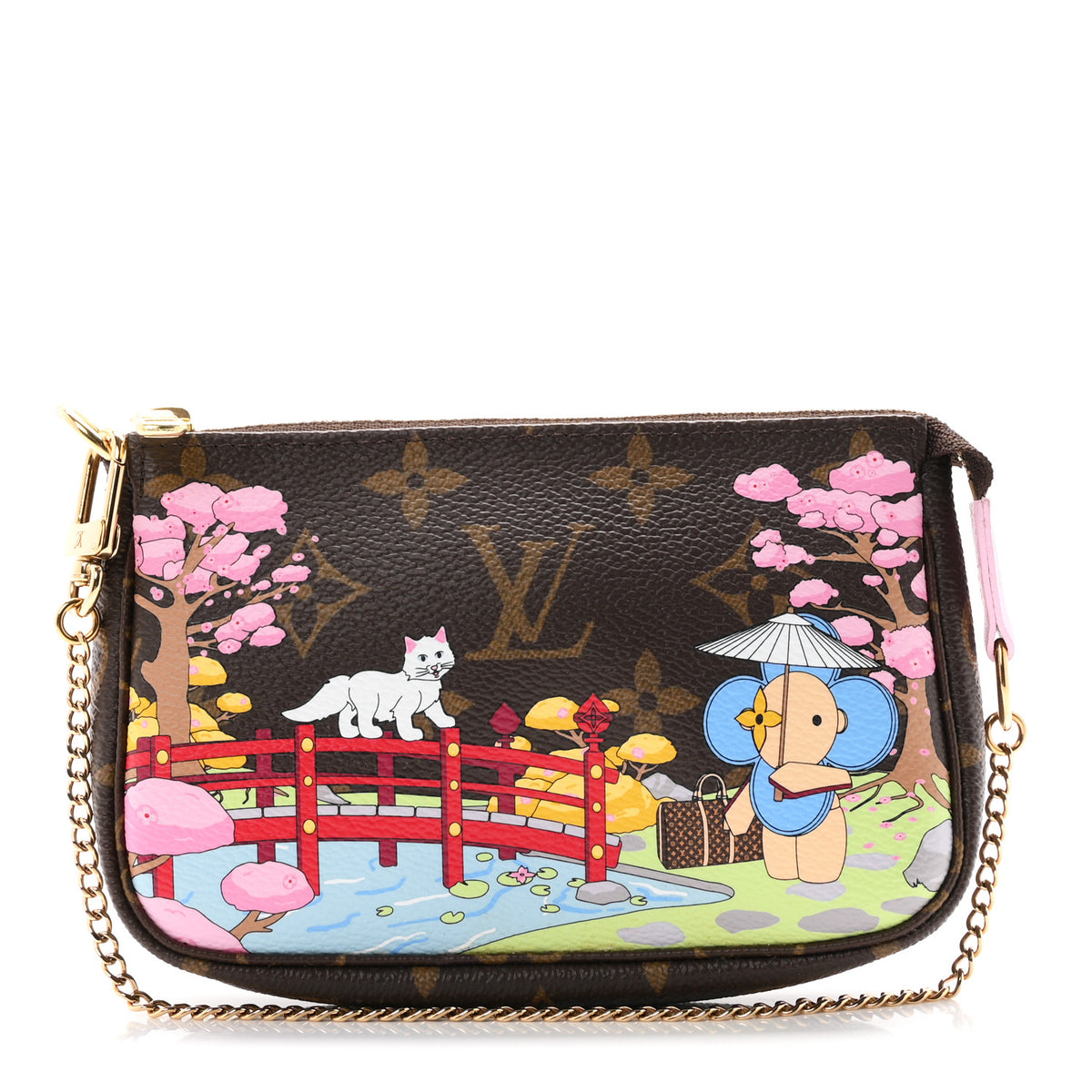 Monogram 2021 Christmas Animation Japanese Garden Mini Pochette Accessories Wisteria Pink