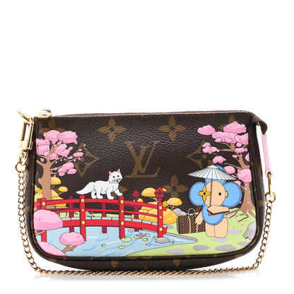 Louis Vuitton Monogram 2021 Christmas Animation Japanese Garden Mini Pochette Accessories Wisteria Pink 1 of 8
