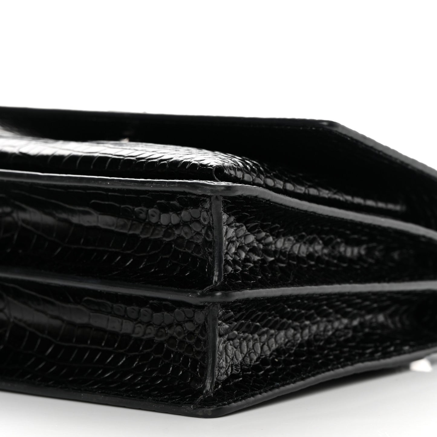 Calfskin Crocodile Embossed Medium Monochrome Monogram Sunset Black