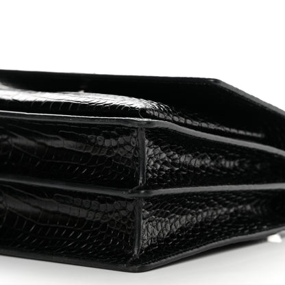 Saint Laurent Calfskin Crocodile Embossed Medium Monochrome Monogram Sunset Black 8 of 12