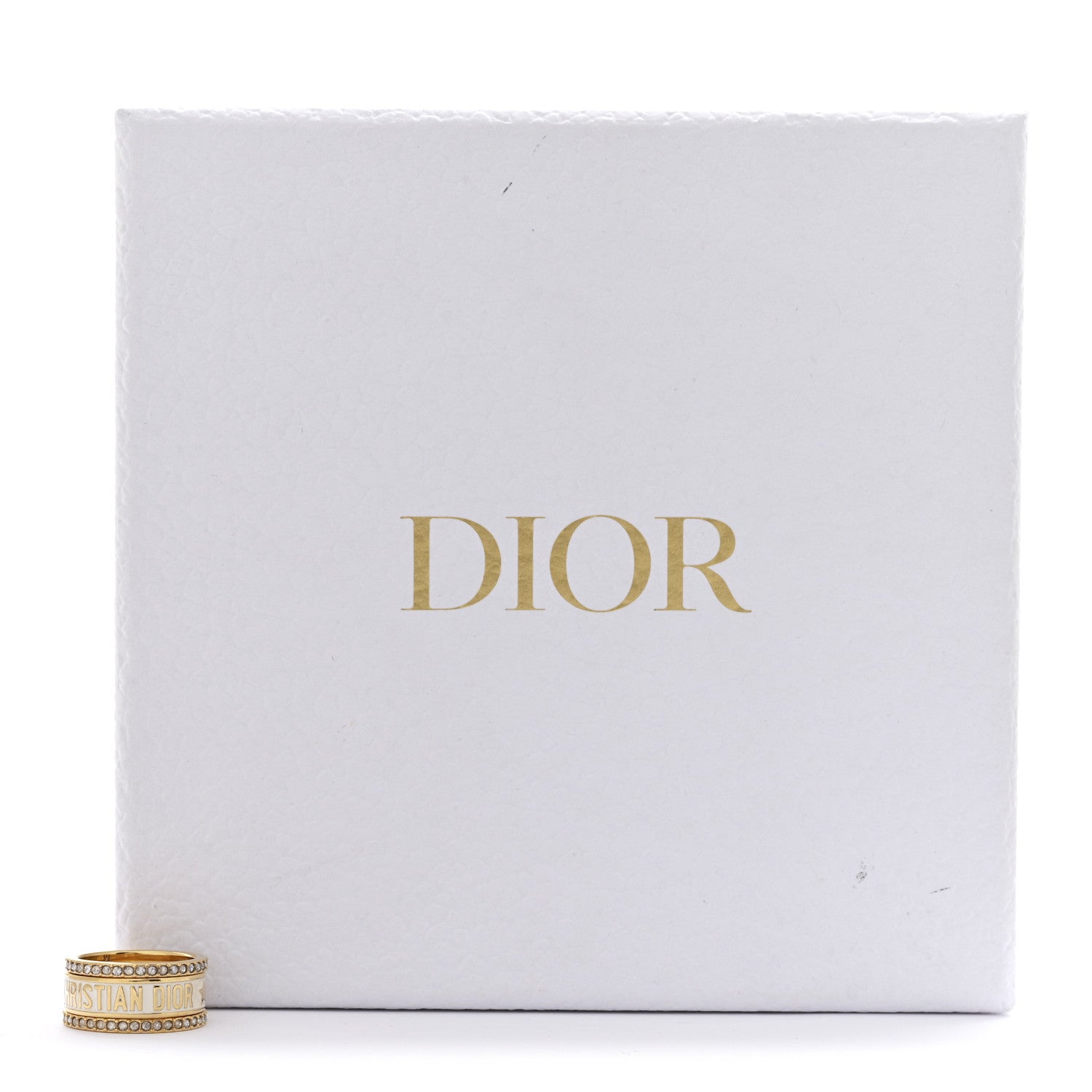 Christian Dior Metal Crystal Code Ring Set M 54/7 Gold 6 of 6
