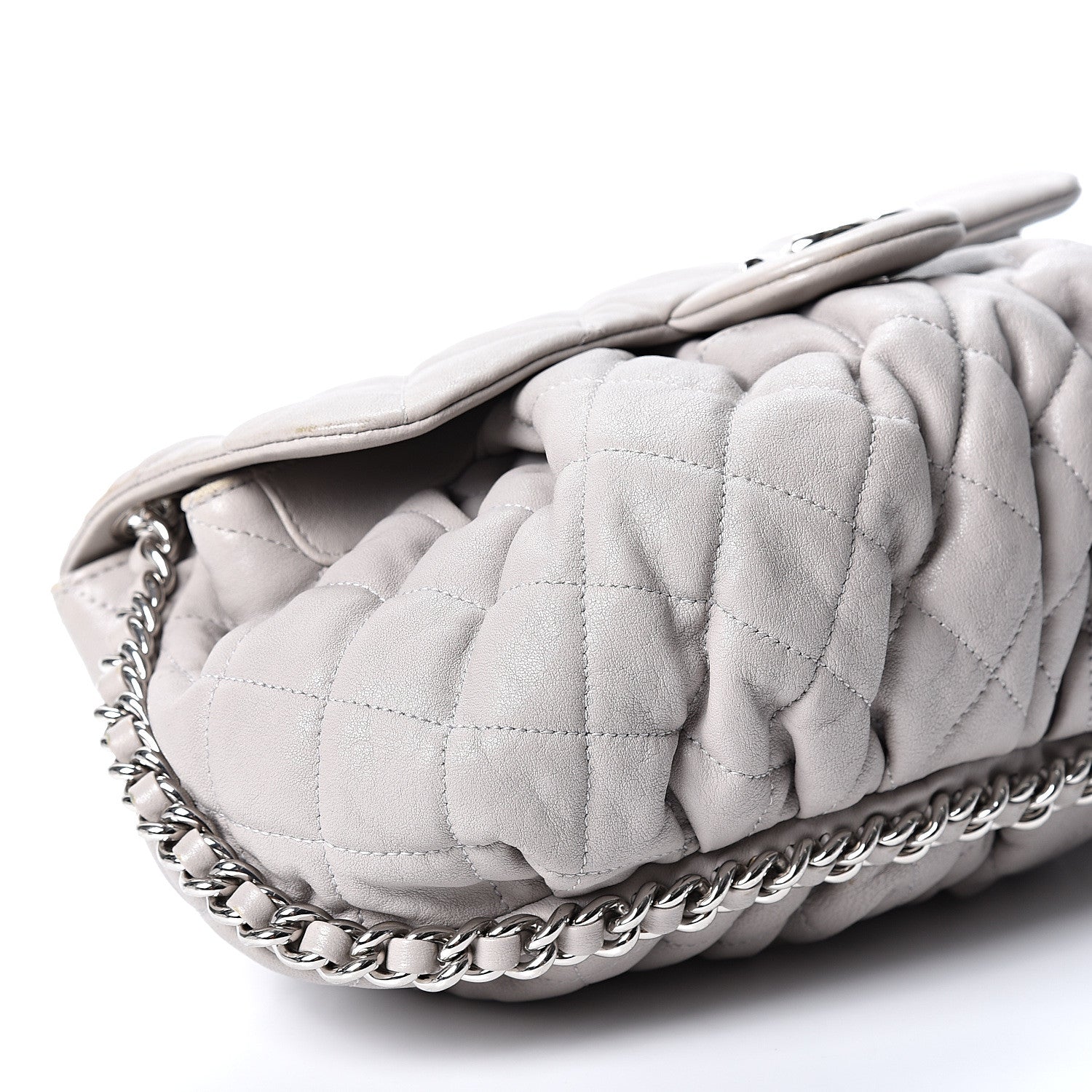 Chanel Washed Lambskin Quilted Medium Chain Around Messenger Grey 9 of 11