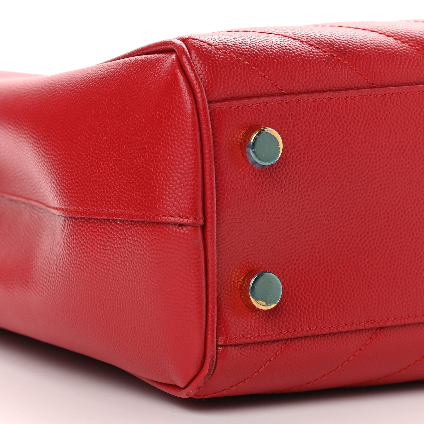 Grain De Poudre Matelasse Chevron Monogram Shopping Bag Red
