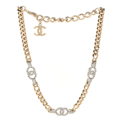 Chanel Crystal CC Chain Links Choker Necklace Gold 3 of 4