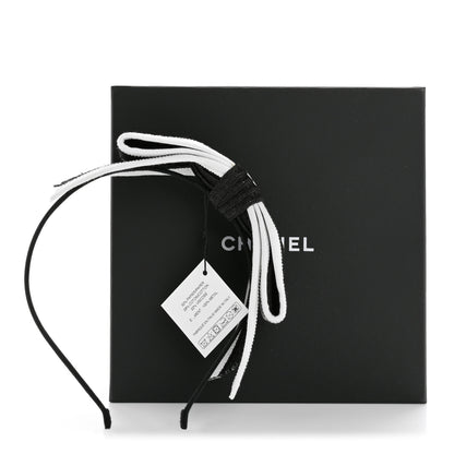 Chanel Raffia Bow CC Headband Black White 6 of 6