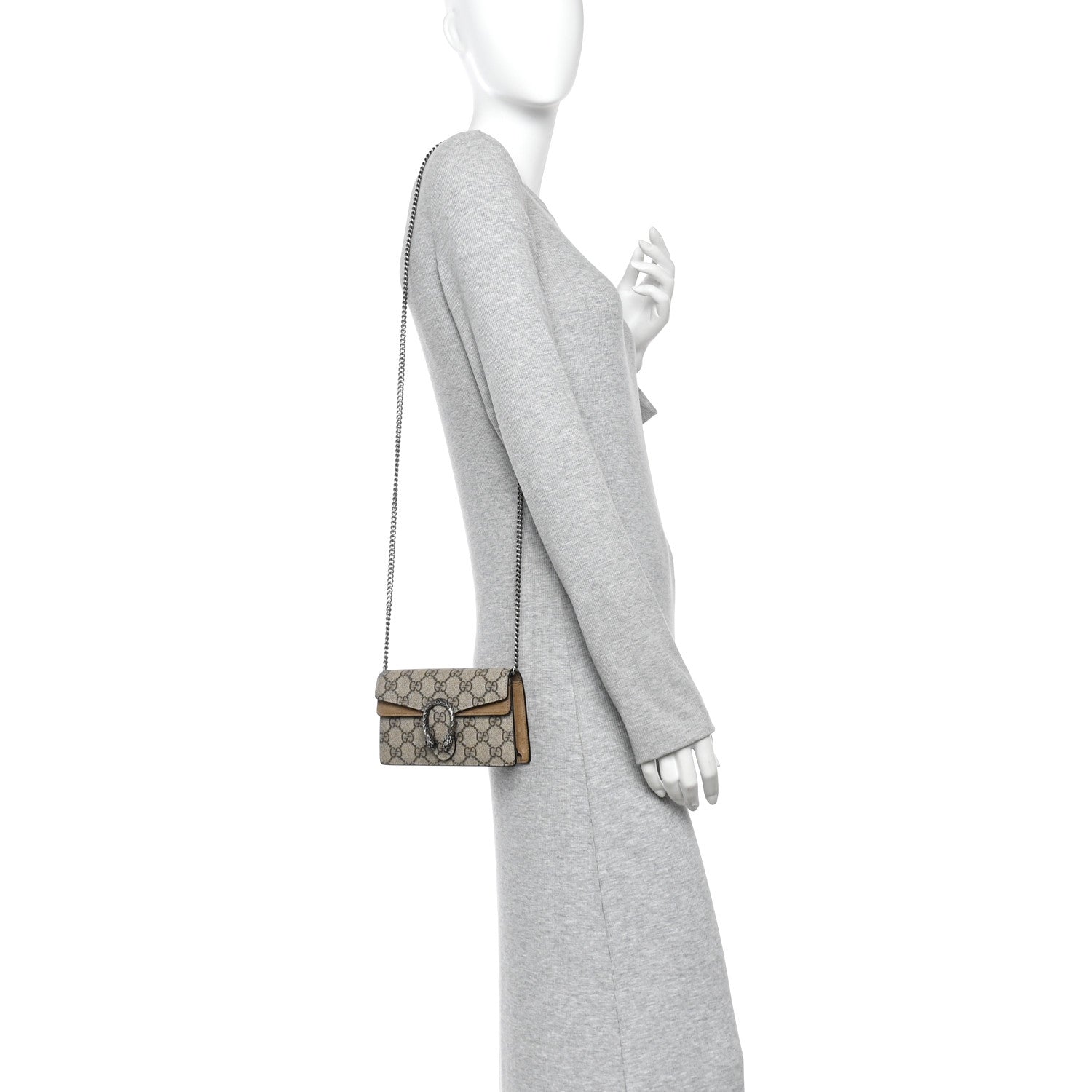 Gucci GG Supreme Monogram Super Mini Dionysus Shoulder Bag Taupe 2 of 9