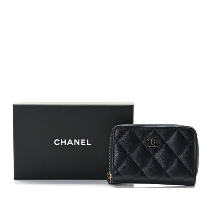 Chanel Caviar Quilted Zip Coin Purse Navy Blue 3 of 9