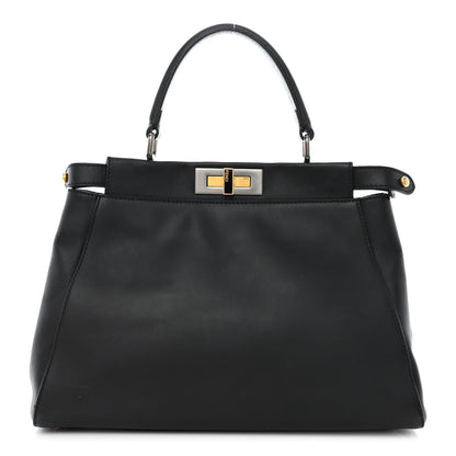 Fendi Vitello Suede Medium Peekaboo Iconic Satchel Black 1 of 16