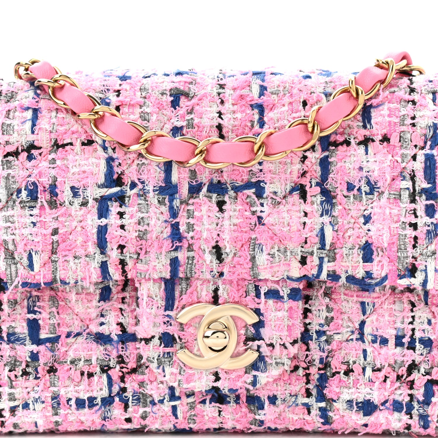Chanel Tweed Quilted Mini Rectangular Flap Pink Multicolor 8 of 11