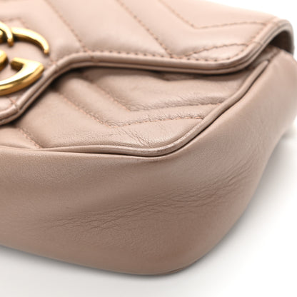 Gucci Calfskin Matelasse Super Mini GG Marmont Shoulder Bag Porcelain Rose 14 of 17