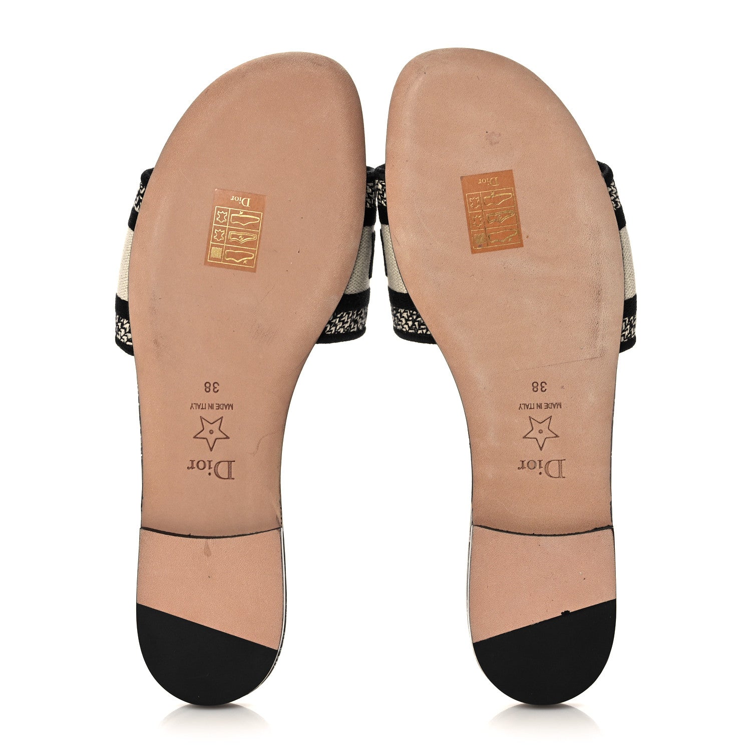Christian Dior Canvas Around the World Embroidered Dway Flat Slide Sandals 38 Black White 5 of 9