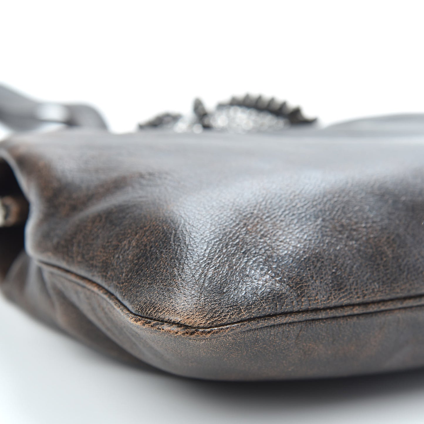 Chevre Embellished Crystal Small Aumonière Wristlet