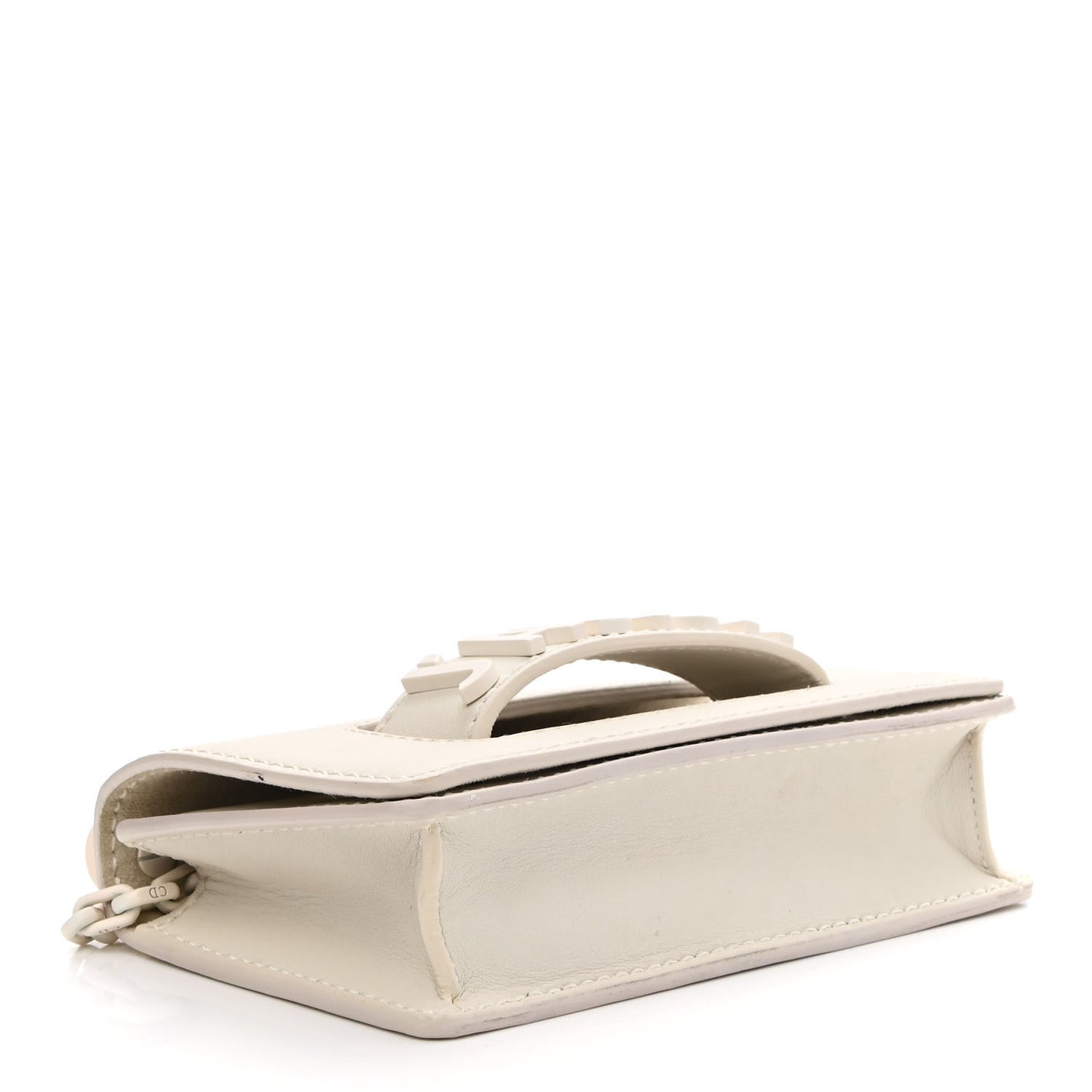 Ultra Matte Calfskin Mini J'Adior Chain Flap Bag White