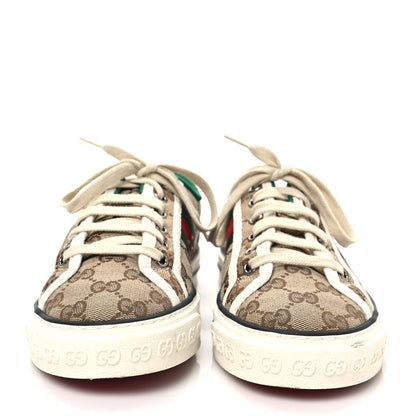Gucci GG Monogram Web Womens 1977 Tennis Sneakers 37.5 Beige Ebony Mystic White 2 of 8