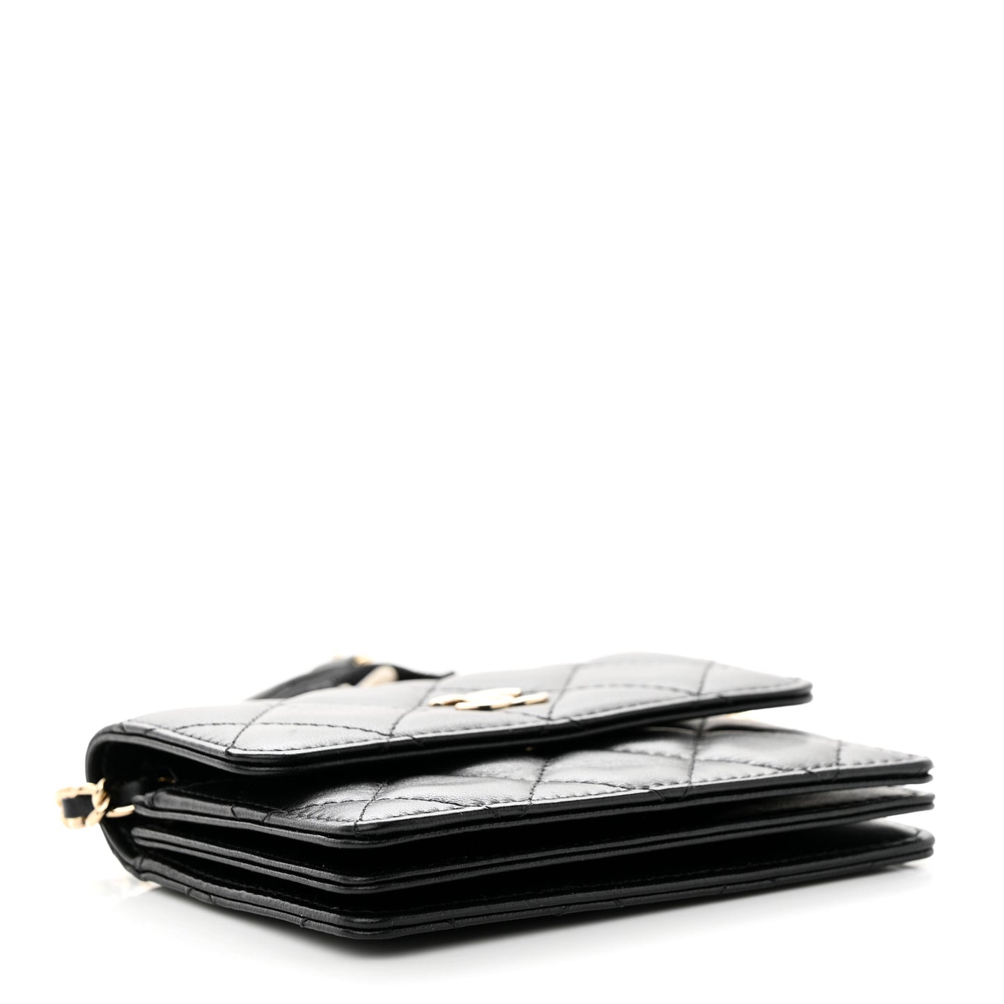 Lambskin Quilted My Chanel Lady Card Holder On Chain Black