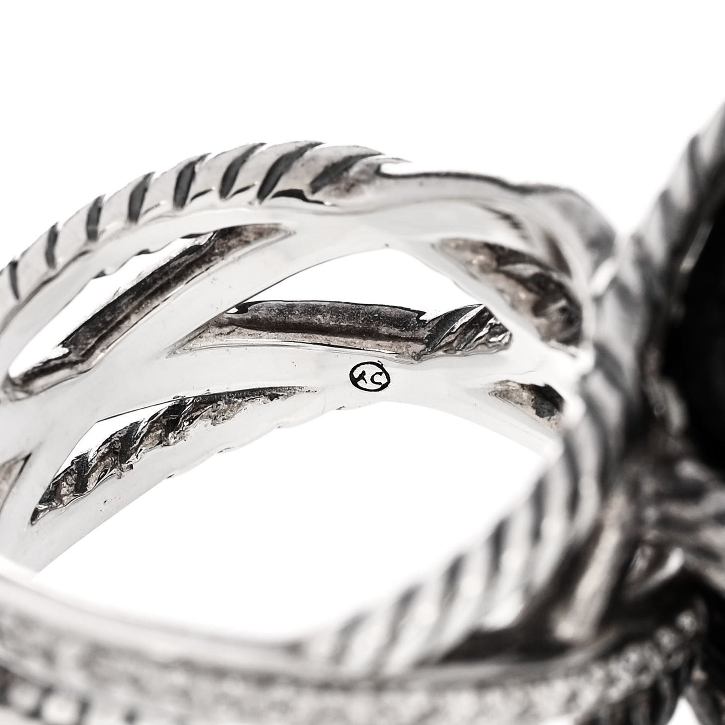 Sterling Silver Diamond Black Onyx 20mm Cable Wrap Ring 54 7