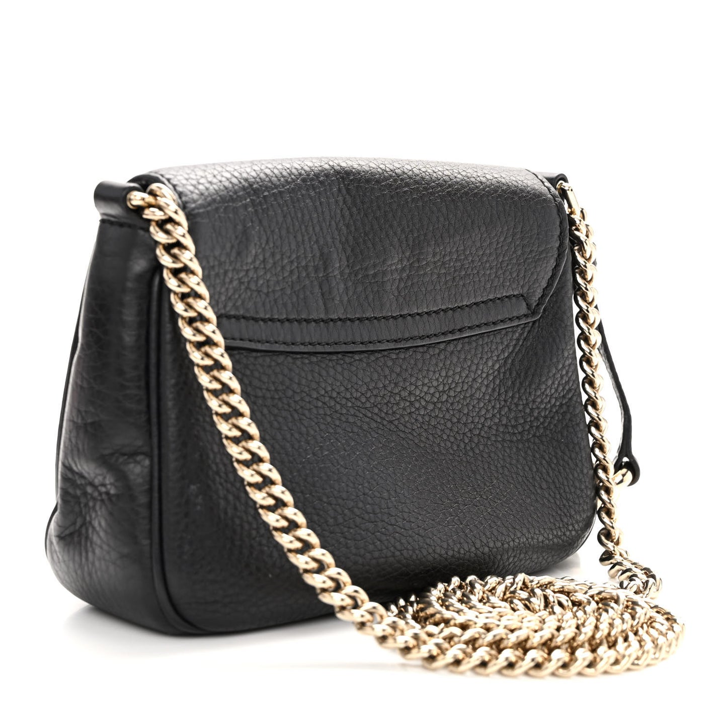 Pebbled Calfskin Small Soho Flap Crossbody Black