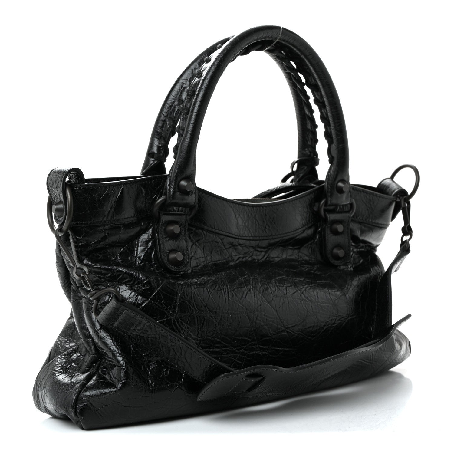 Balenciaga Agneau Arena Classic Hardware Le City First Bag Black
