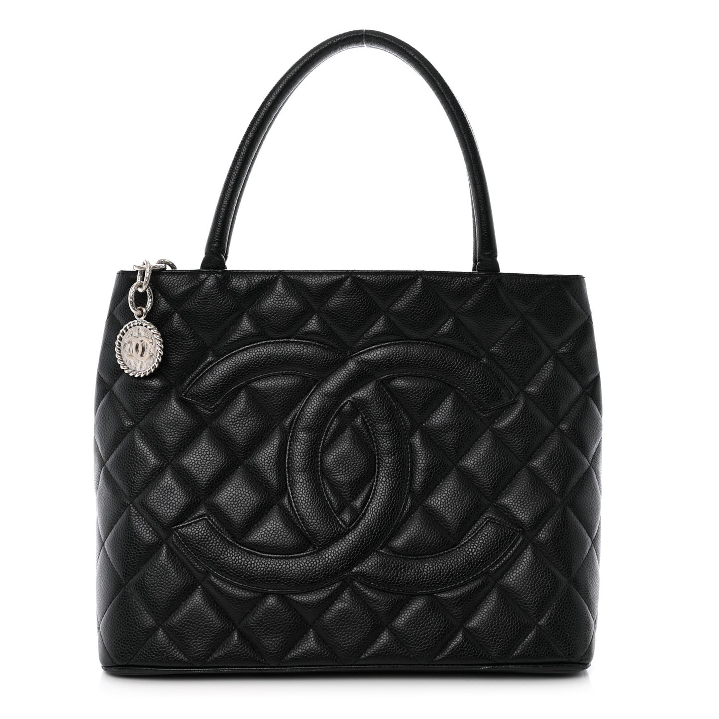 Caviar Quilted Medallion Tote Black
