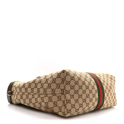Gucci GG Monogram Web Large Giglio Tote Beige Brown 5 of 11