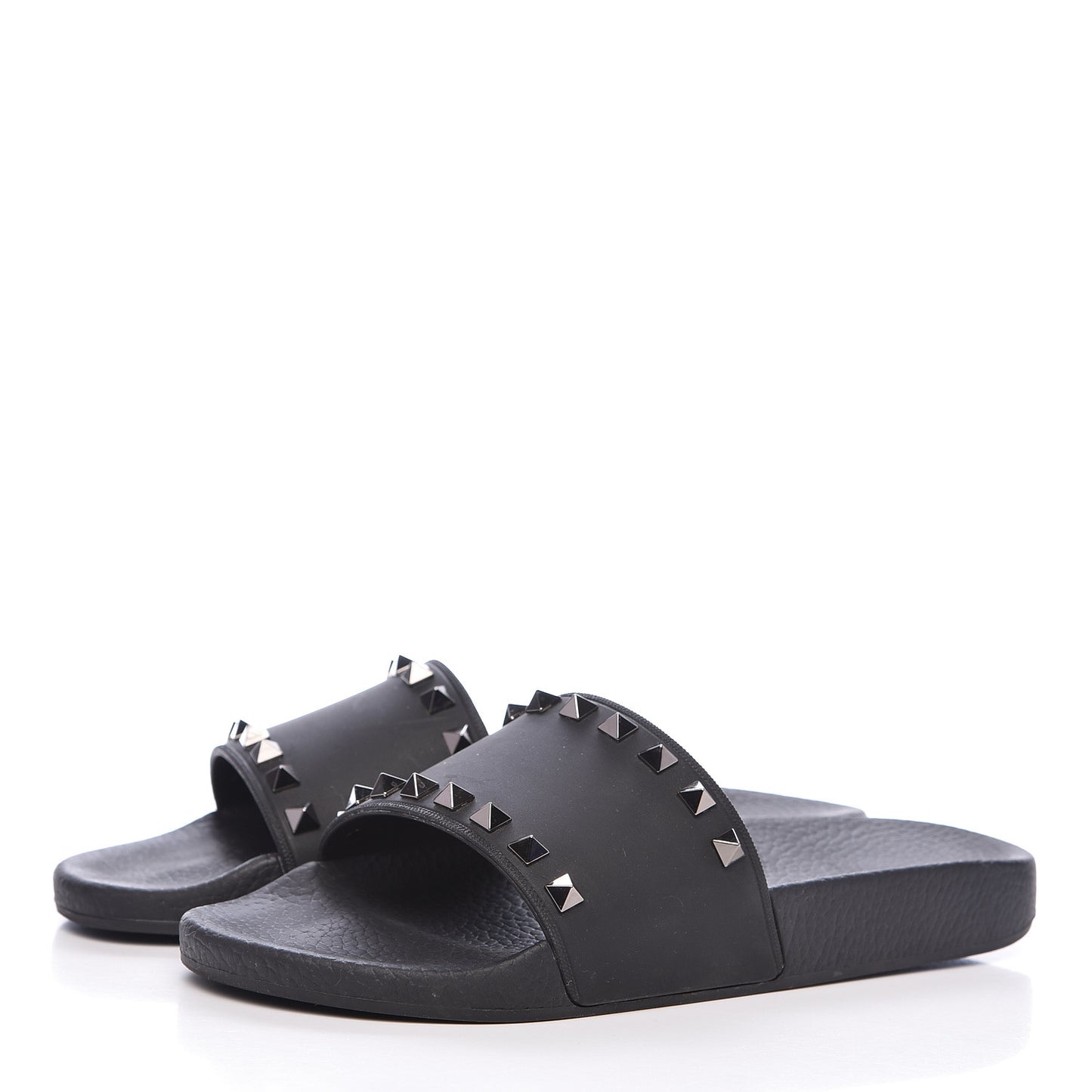 Rubber Rockstud Slide Sandals 38 Black