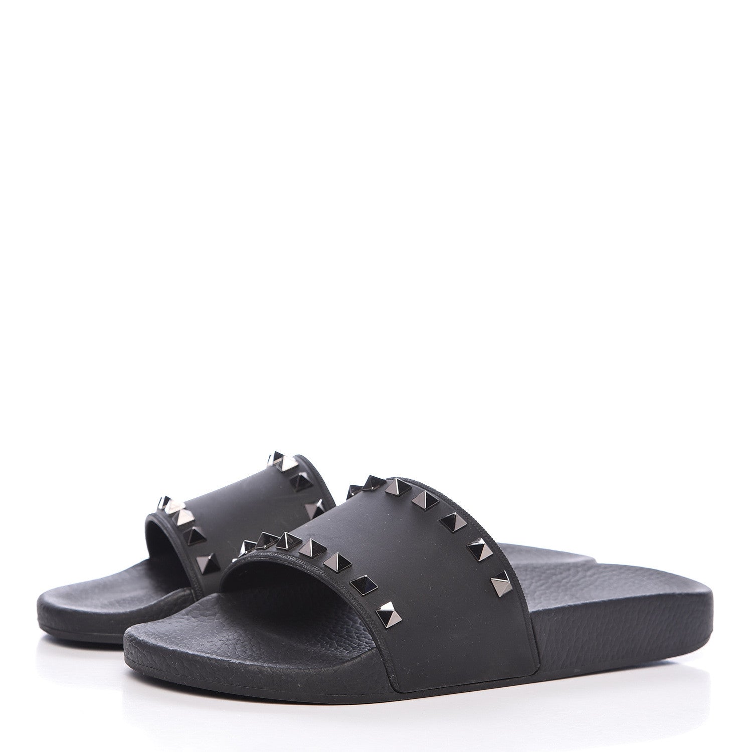 Valentino Garavani Rubber Rockstud Slide Sandals 38 Black 3 of 8