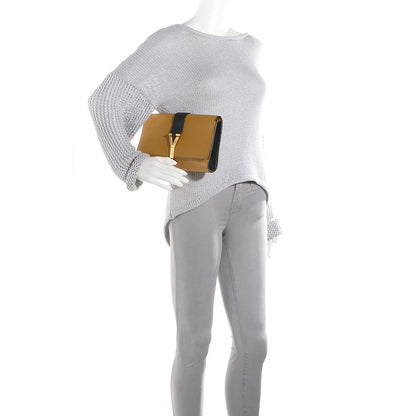 Saint Laurent Calfskin ChYc Bi-Color Clutch Saffron Black 2 of 7