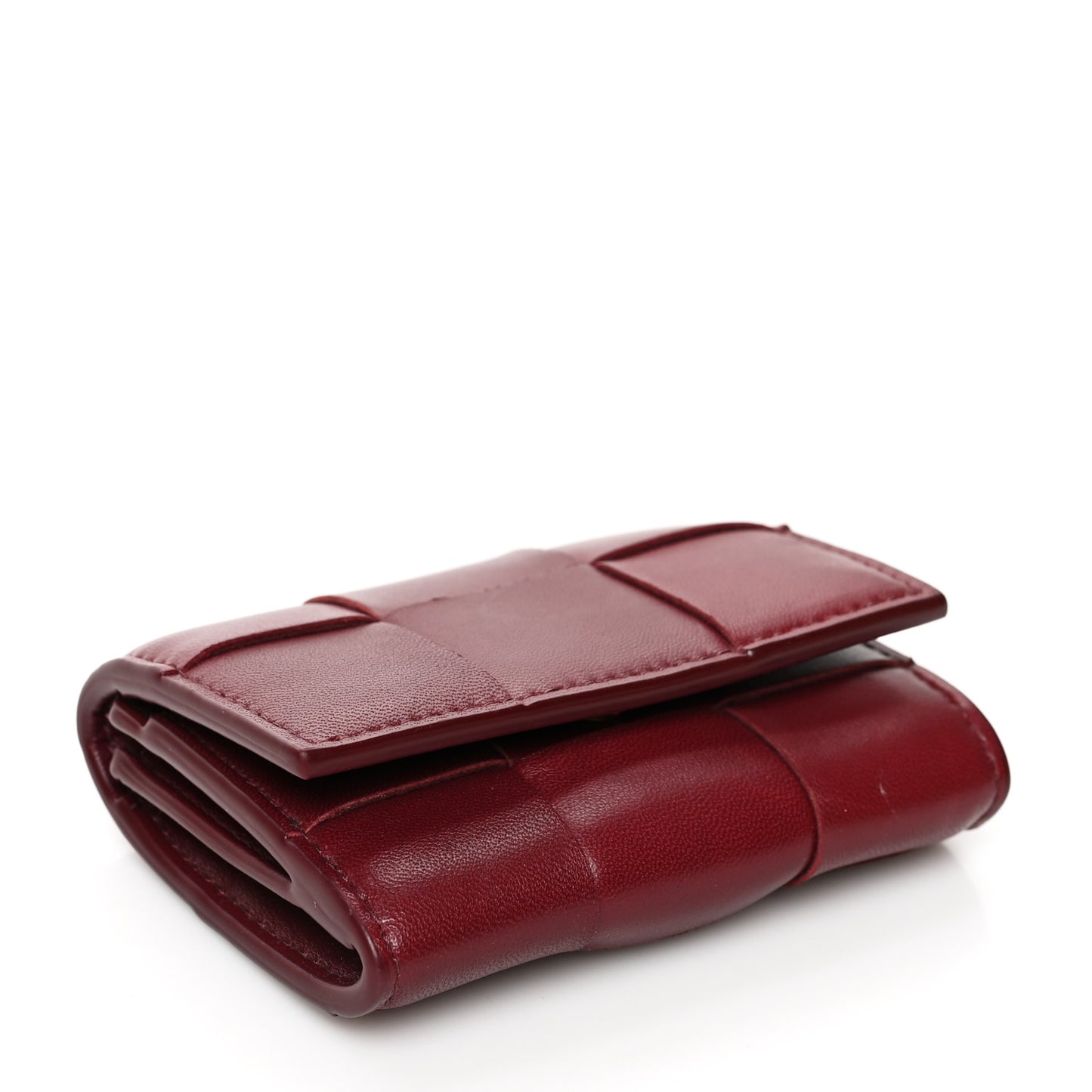 Nappa Maxi Intrecciato Compact Wallet Bordeaux