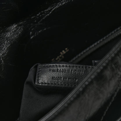 Saint Laurent Crinkled Calfskin Matelasse Monogram Medium Niki Chain Satchel Black 7 of 11