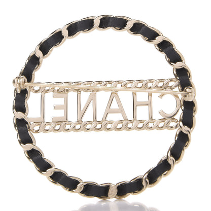 Chanel Lambskin Chain Logo Brooch Black Gold 3 of 5