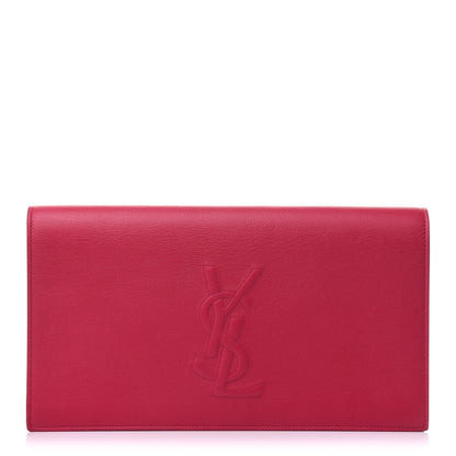 Saint Laurent Calfskin Monogram Large Belle De Jour Clutch Lipstick Fuchsia 1 of 10