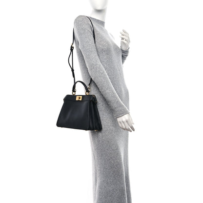 Fendi Vitello Seta Nappa Bi-Color Small Peekaboo I SEE U Satchel Black Light Rose Tortora 2 of 12