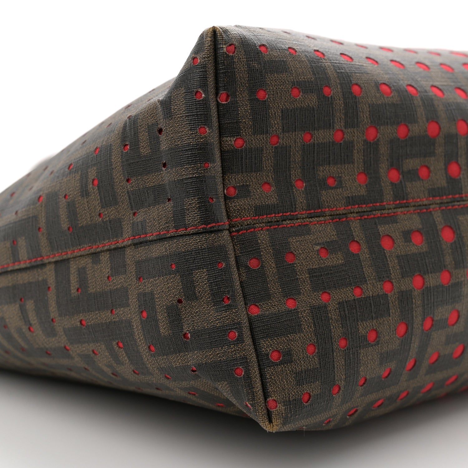 Fendi Zucca Spalmati Perforated Medium Roll Tote Tobacco 9 of 14