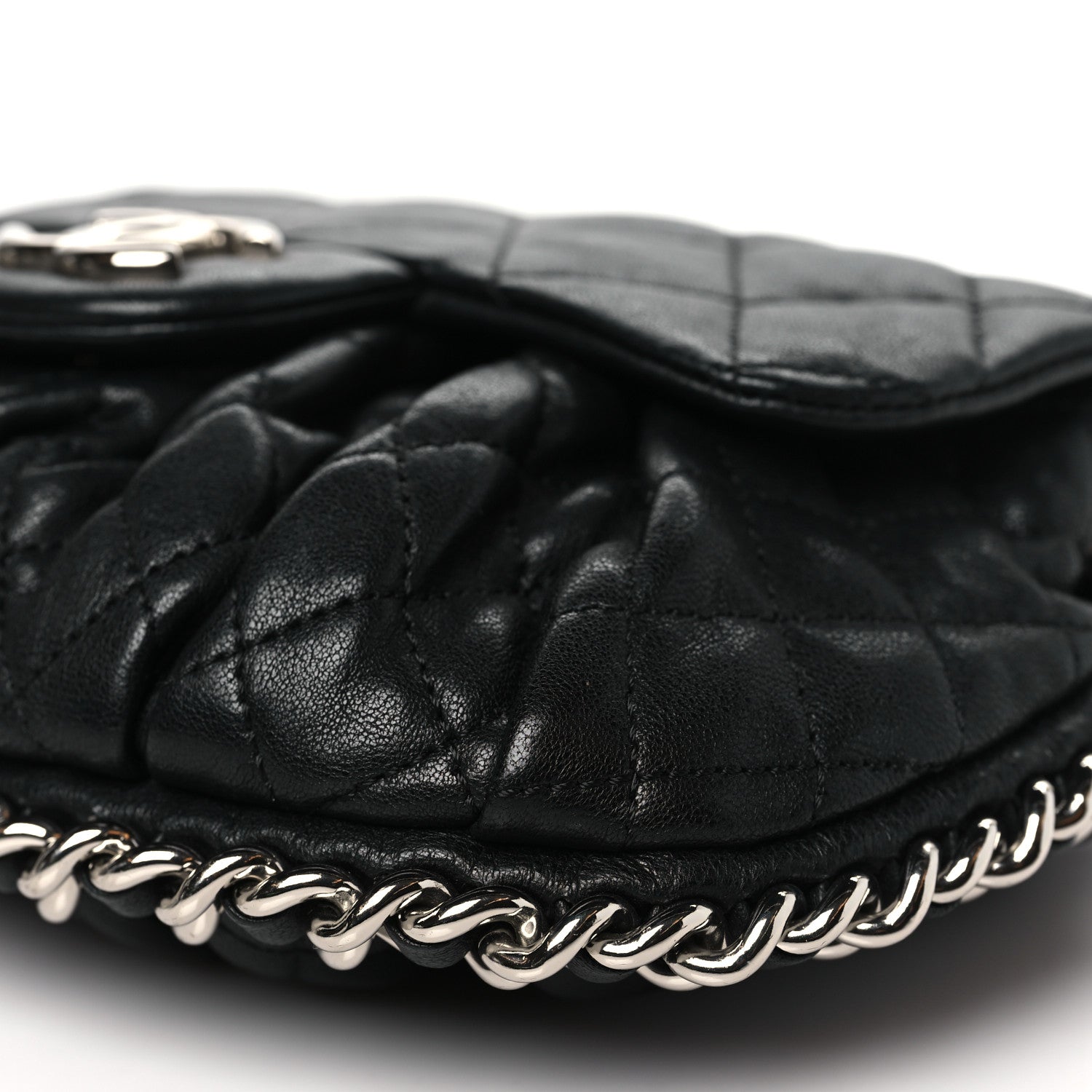 Chanel Washed Lambskin Quilted Mini Chain Around Flap Black 10 of 10