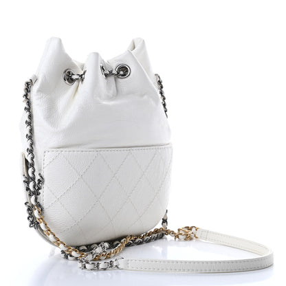 Chanel Aged Calfskin Quilted Small Gabrielle Bucket White 3 of 10