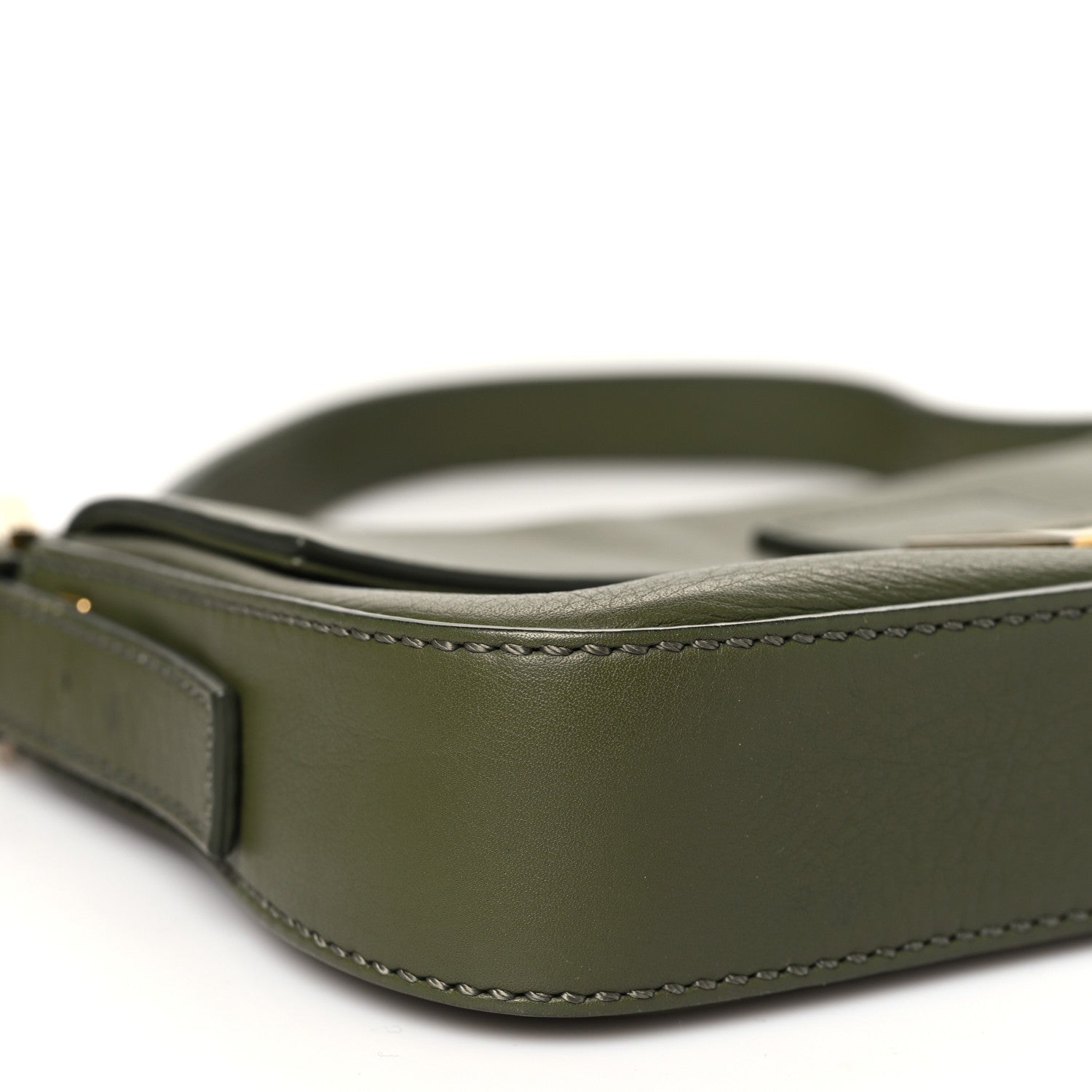 Fendi Vitello Flamingo Enamel Interchangeable Strap Baguette Verde Oliva 10 of 12