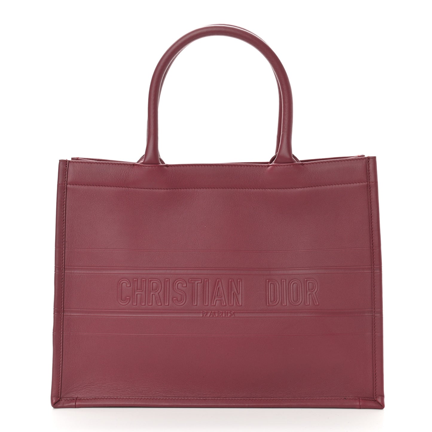 Calfskin Embossed Medium Book Tote Red
