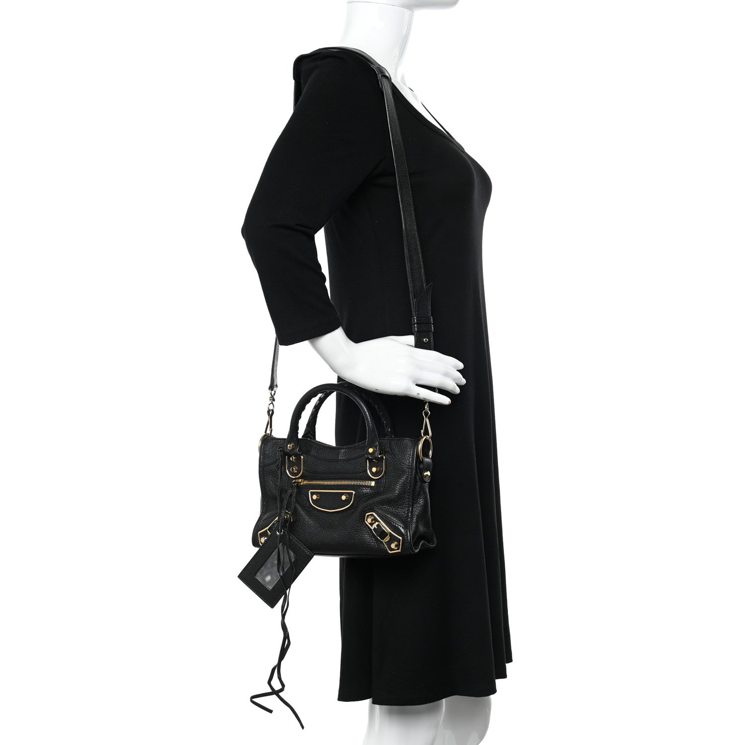 Balenciaga Chevre Gold Metallic Edge Hardware Mini City Black 2 of 13