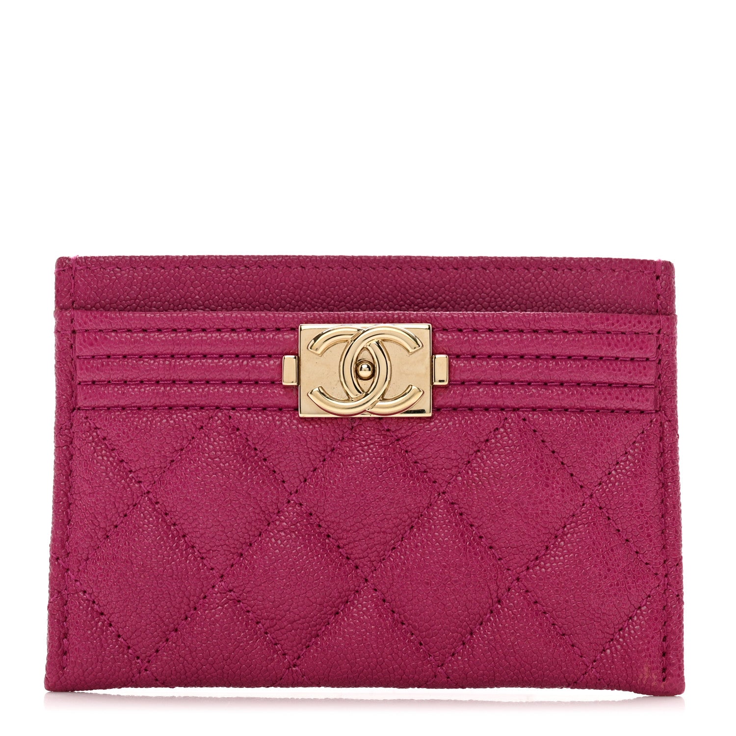 Chanel Caviar Quilted Boy Card Holder Fuchsia 1 of 8