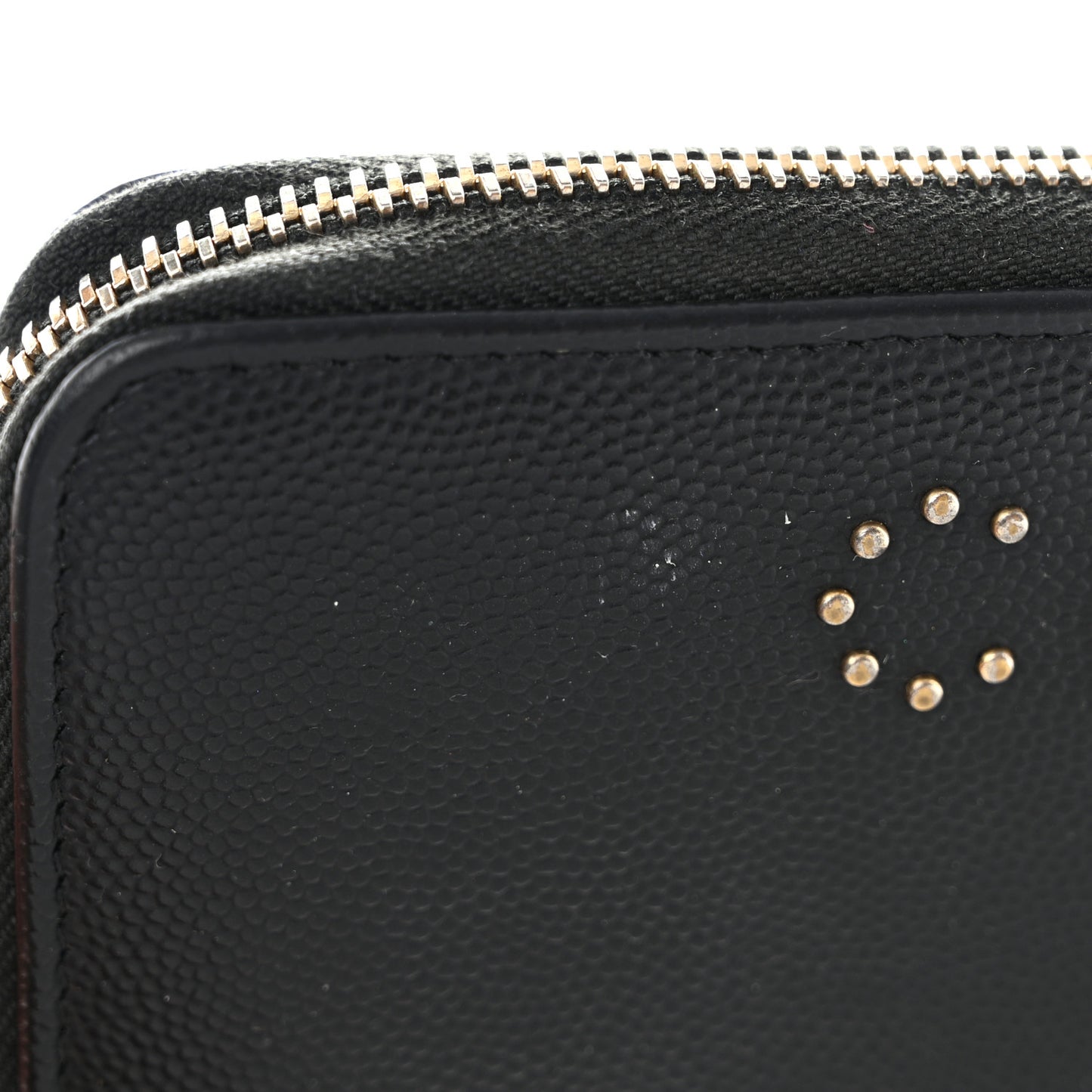 Caviar Studded Deauville Large Zip Around Wallet Black
