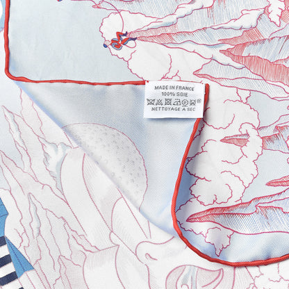 Hermes Silk Cosmographia Universalis Scarf 90 Ciel White Rouge 3 of 3
