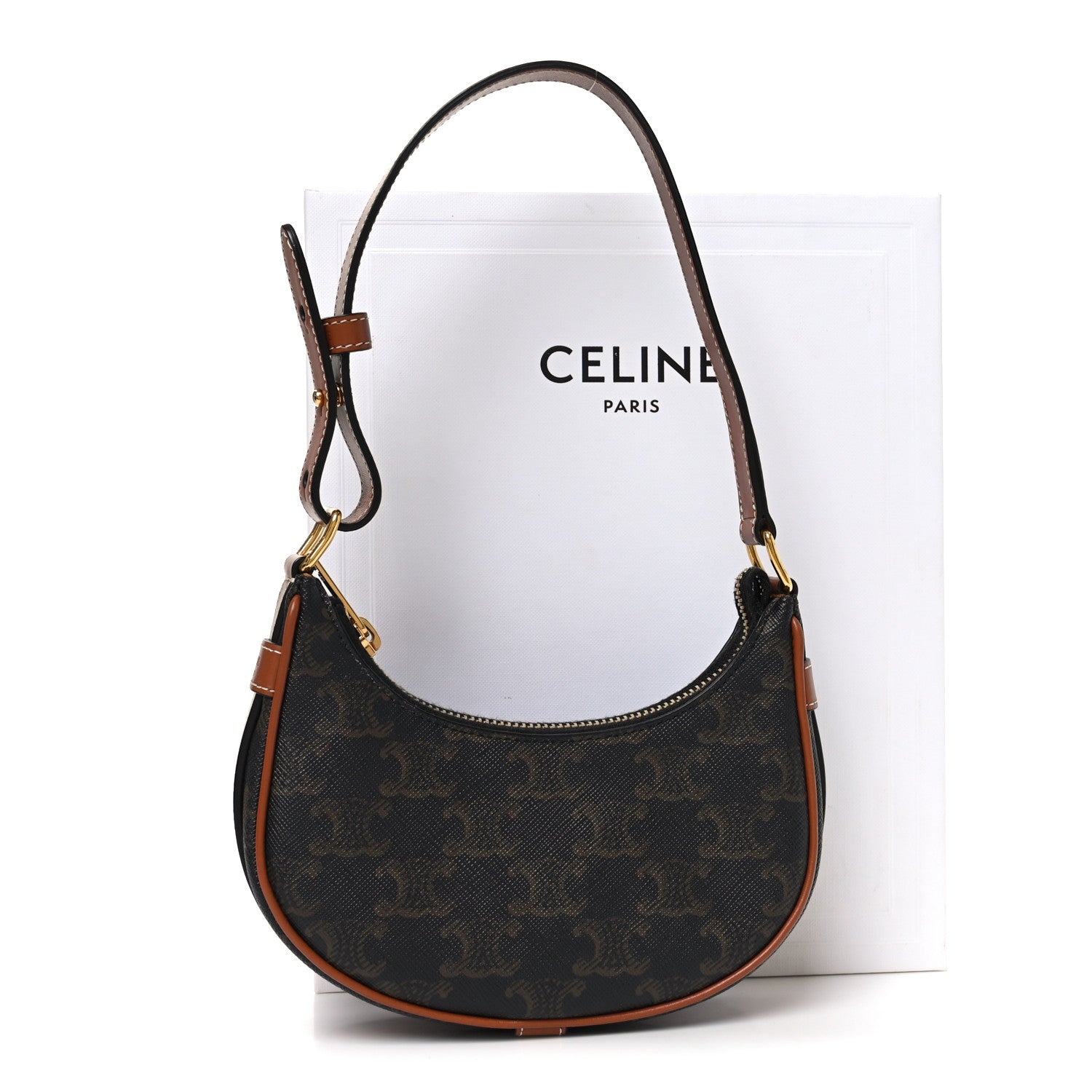 Celine Canvas Calfskin Mini Ava Triomphe Shoulder Bag Tan 16 of 17
